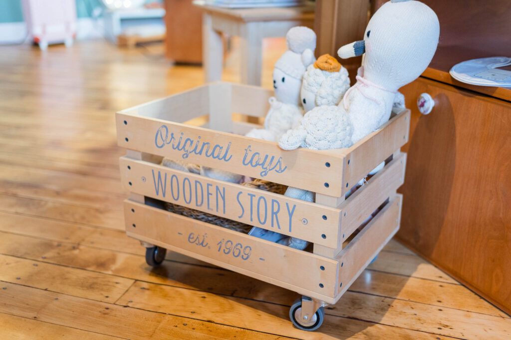 Crate with toys in it