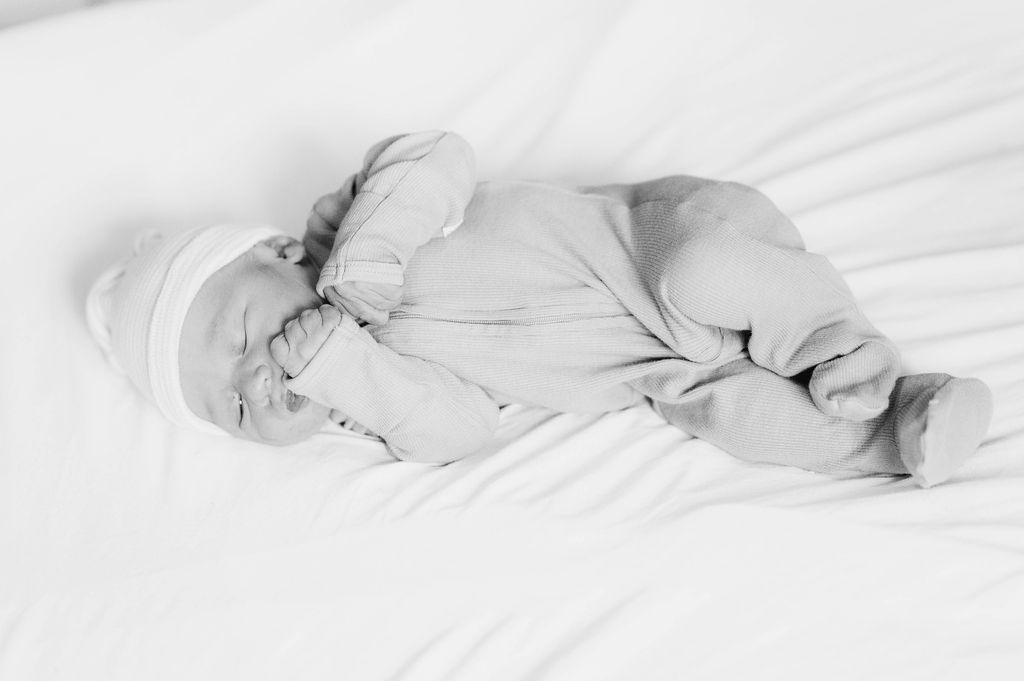 black and white image of baby boy