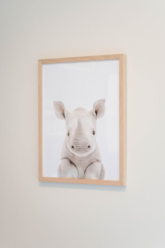 Rhino print in nursery in Westwood, MA
