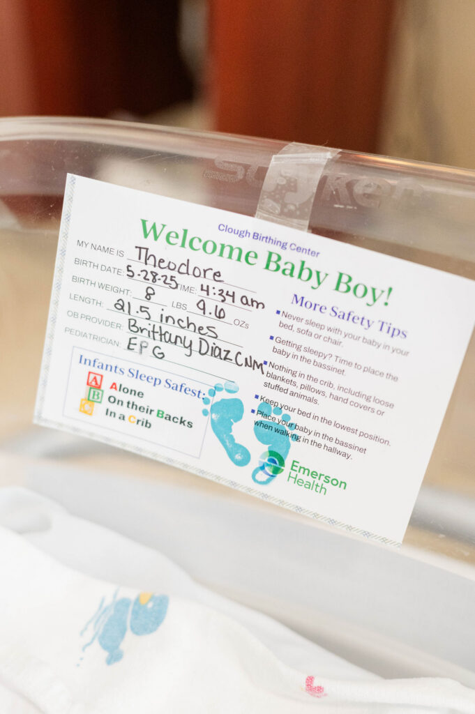 Boston Fresh 48 Photographer image of bassinet name tag