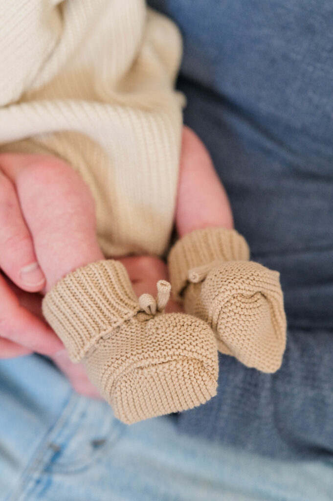 Image of baby booties taken by the best Mansfield newborn photographer