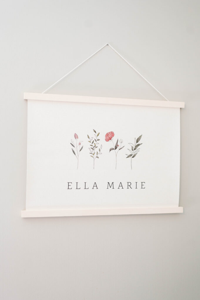 Mansfield newborn photographer image of sign on wall in nursery