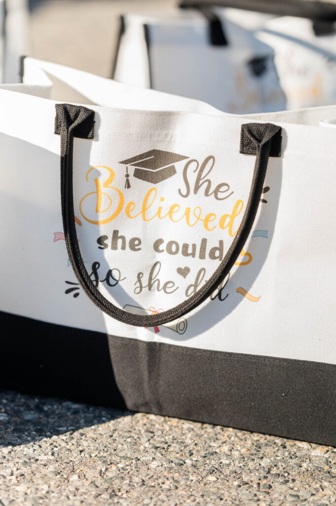 Graduation bag that says She believed she could so she did